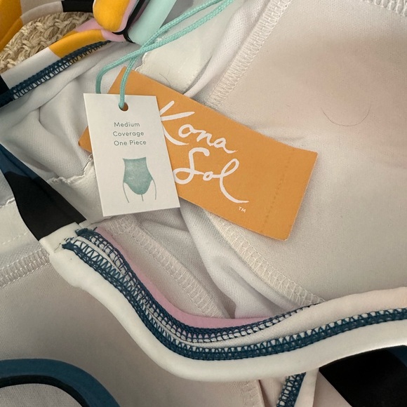 Kona Sol Multicolor Striped Teen One Piece Swimsuit size XS - Picture 3 of 4